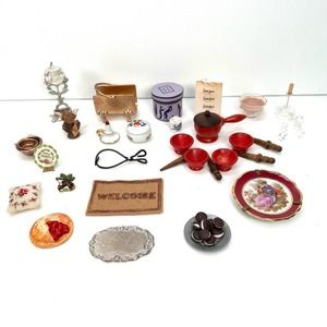 Vintage limoge wood glass miniature serveware decor and food